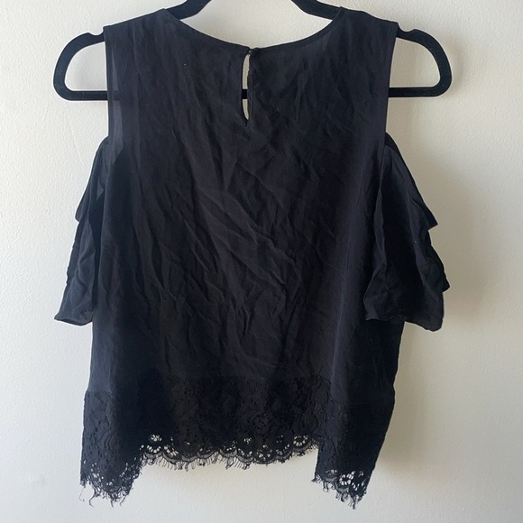 Beautiful Black Cold Shoulder with Lace Blouse from Madewell L​ - Picture 6 of 6